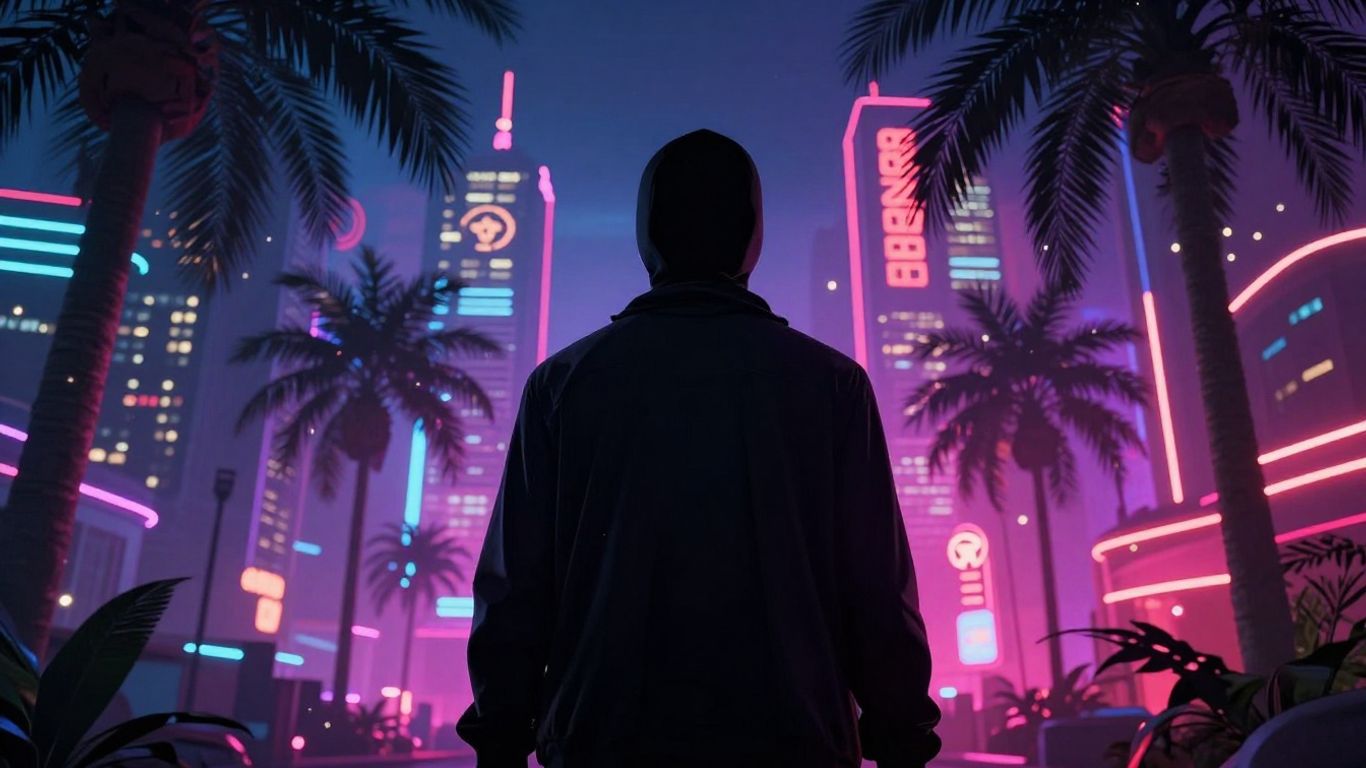 GTA 6 cityscape with hidden secrets and palm trees.